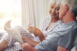Couple enjoying coffee and morning at Kahler Inn and Suites